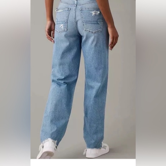 AE Strigid Ripped Highest Waist Baggy Straight Jean Size 00 - Picture 11 of 13